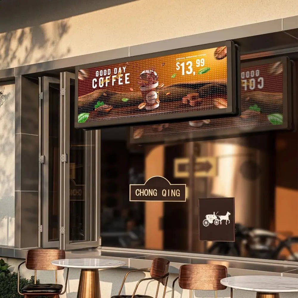 Outdoor Double Sided LED Signs Full Color Programmable 39"x 14" with WIFI, P10, Programmable Scrolling LED Display,Texts and Image Display for LED Advertising Sign Board (Double sides) - North State Signs & Printing