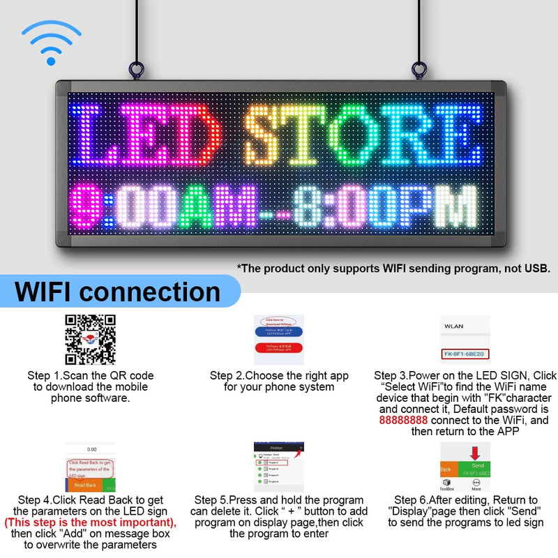 P10 Outdoor Full Color Programmable Double Sides LED Signs 39’’x 14’’ with WIFI,Programmable Scrolling LED