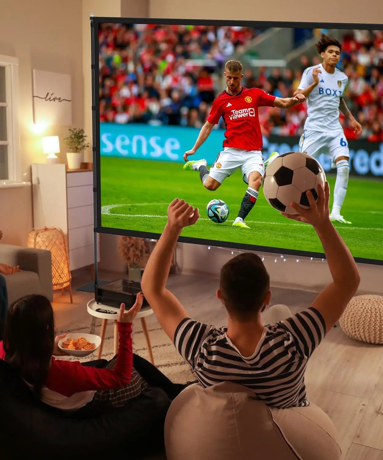 Outdoor - Projector - Screen - with - Stand - 120 inch Portable Projector Screen Indoor Outdoor Projector Screens 16:9 4K HD Lightweight Movie Screen with Carry Bag for Backyard Movie Night - North State Signs & Printing