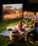 Outdoor - Projector - Screen - with - Stand - 120 inch Portable Projector Screen Indoor Outdoor Projector Screens 16:9 4K HD Lightweight Movie Screen with Carry Bag for Backyard Movie Night - North State Signs & Printing