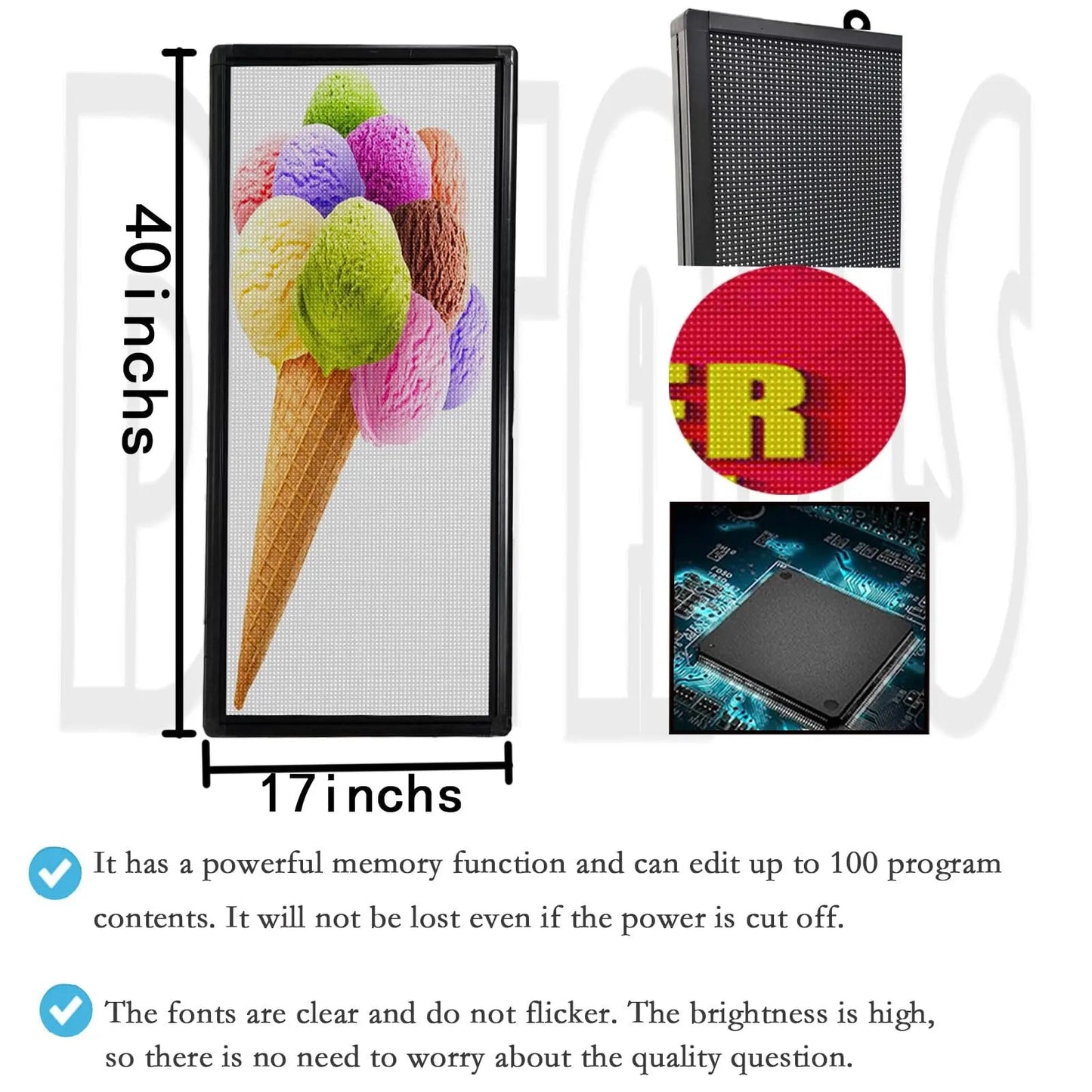 Outdoor Signs for Business P6 40''x17''HS LED , WiFi Scrolling Programmable, Digital Electronic Message Board for Advertising, Menu Board for Restaurant, Tunemax LED Display for Sports Ticker - North State Signs & Printing