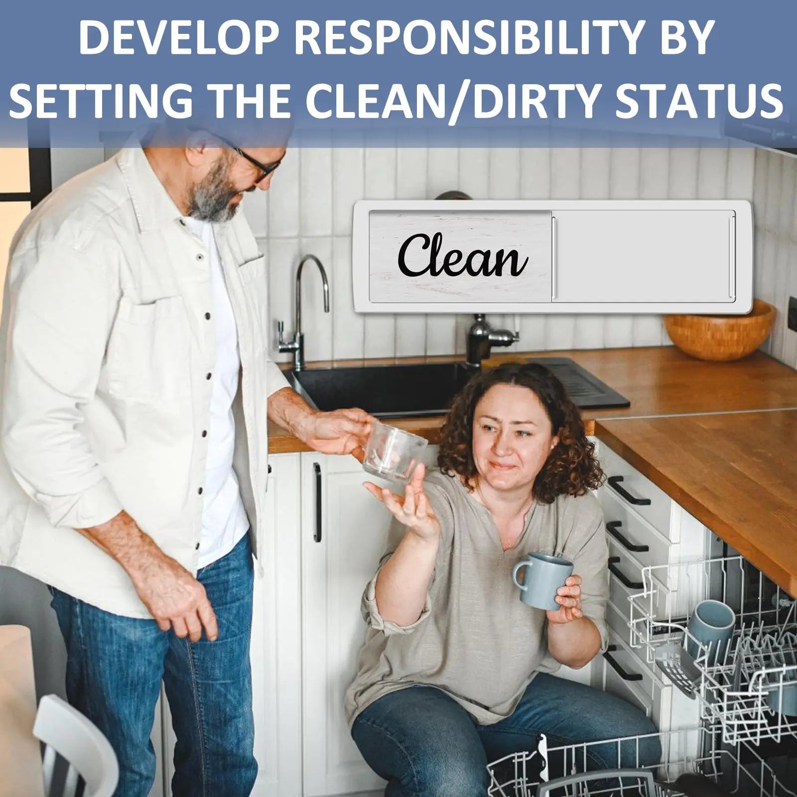 Oxepleus Dishwasher Magnet Clean Dirty Sign, Farmhouse Rustic Wood Design - North State Signs & Printing