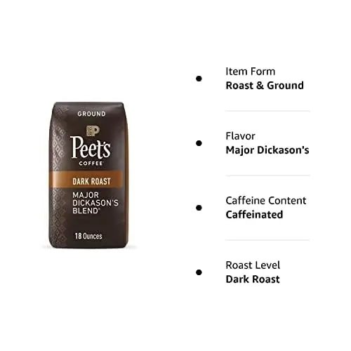 Peet's Coffee, Dark Roast Ground Coffee - Major Dickason's Blend 18 Ounce Bag - North State Signs & Printing
