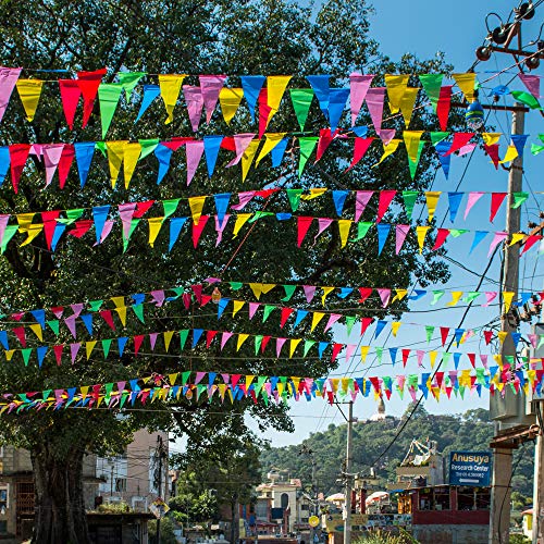 RUBFAC 1020ft 720pcs Colorful Pennant Banner Flags Multicolor Bunting String Triangle Flags Bulk Garland for Grand