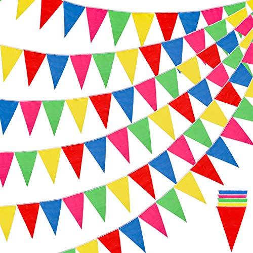 RUBFAC 1020ft 720pcs Colorful Pennant Banner Flags Multicolor Bunting String Triangle Flags Bulk Garland for Grand