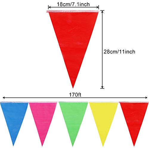 RUBFAC 1020ft 720pcs Colorful Pennant Banner Flags Multicolor Bunting String Triangle Flags Bulk Garland for Grand