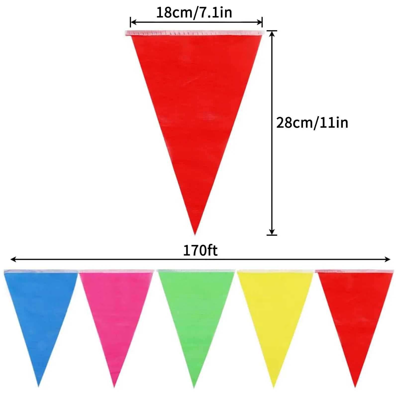 Pennant Banner Flags RUBFAC 1020ft 720pcs Colorful Multicolor Bunting String Triangle Flags Bulk, Garland for Grand Opening, Carnival Theme Birthday Party Decoration Outdoor Events Classroom Decor - North State Signs & Printing