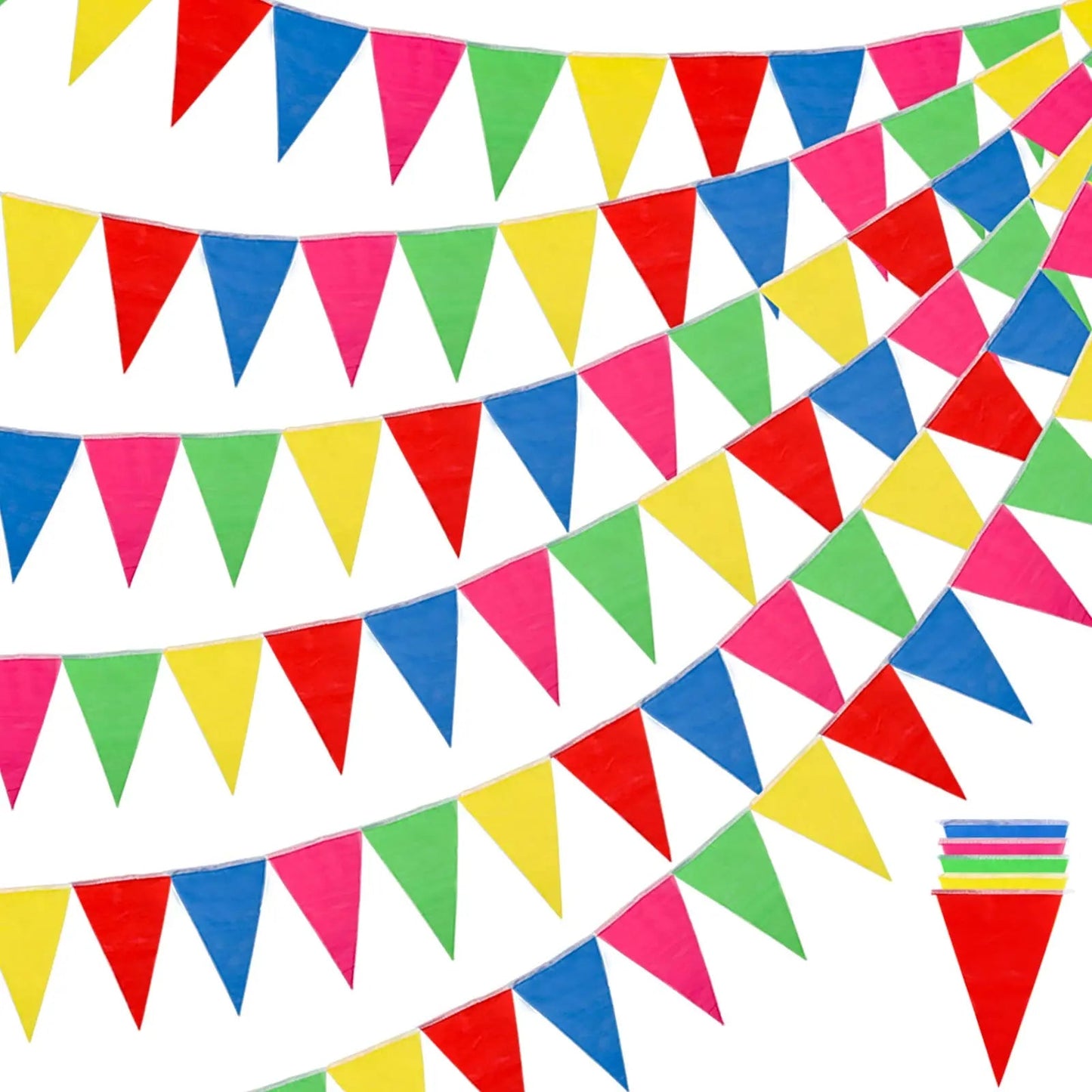 Pennant Banner Flags RUBFAC 1020ft 720pcs Colorful Multicolor Bunting String Triangle Flags Bulk, Garland for Grand Opening, Carnival Theme Birthday Party Decoration Outdoor Events Classroom Decor - North State Signs & Printing