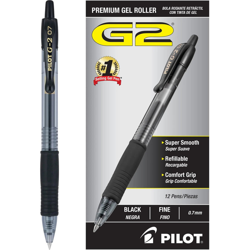 Pilot G2 Premium Gel Roller Pens 0.7, Fine Point Smooth Writing Pens Black, Pack of 12 - North State Signs & Printing
