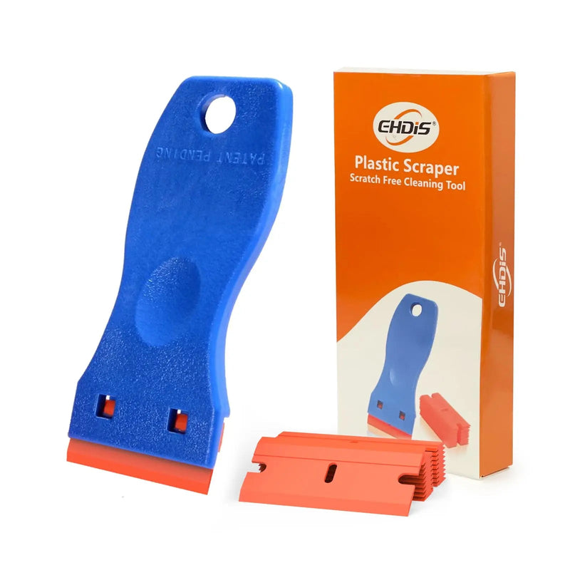 Plastic Razor Scraper with 10pcs EHDIS 1.5" Double Edged Plastic Blades Plastic Scraper Tool for Adhesive Remover,Removing Labels Stickers Decals Taping on Glass Windows (Blue) - North State Signs & Printing