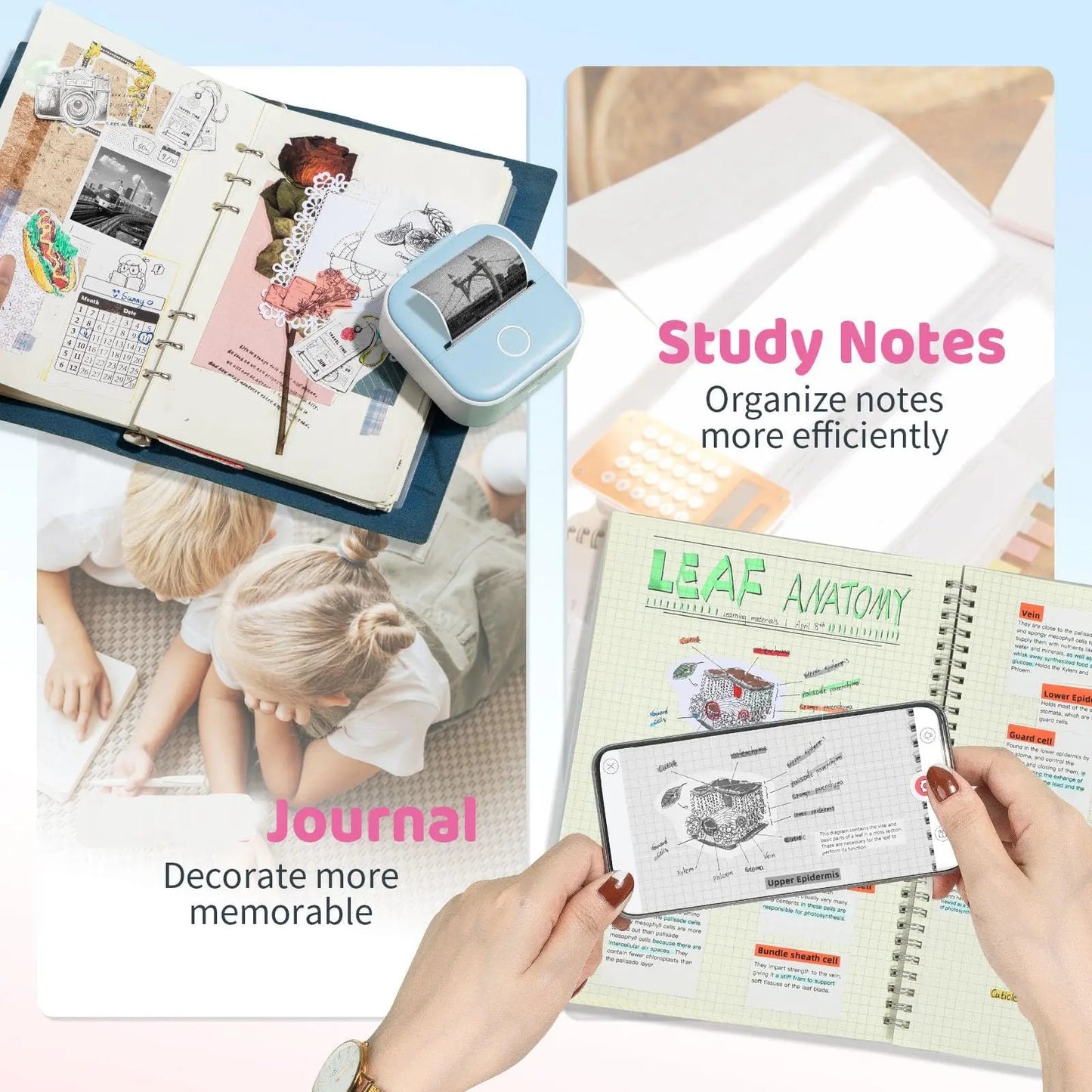 Ponek Print Pods Mini Printer - Sticker Printer Machine, T02 Mini Pocket Printers Portable Thermal Printer Inkless Sticker, Mini Printer with 3 Rolls Thermal Paper for Study Note,Journal, Memo - North State Signs & Printing