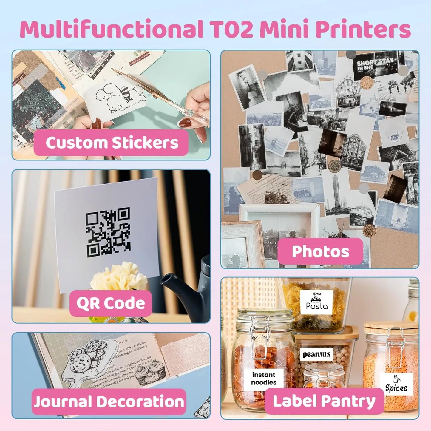 Ponek Print Pods Mini Printer - Sticker Printer Machine, T02 Mini Pocket Printers Portable Thermal Printer Inkless Sticker, Mini Printer with 3 Rolls Thermal Paper for Study Note,Journal, Memo - North State Signs & Printing