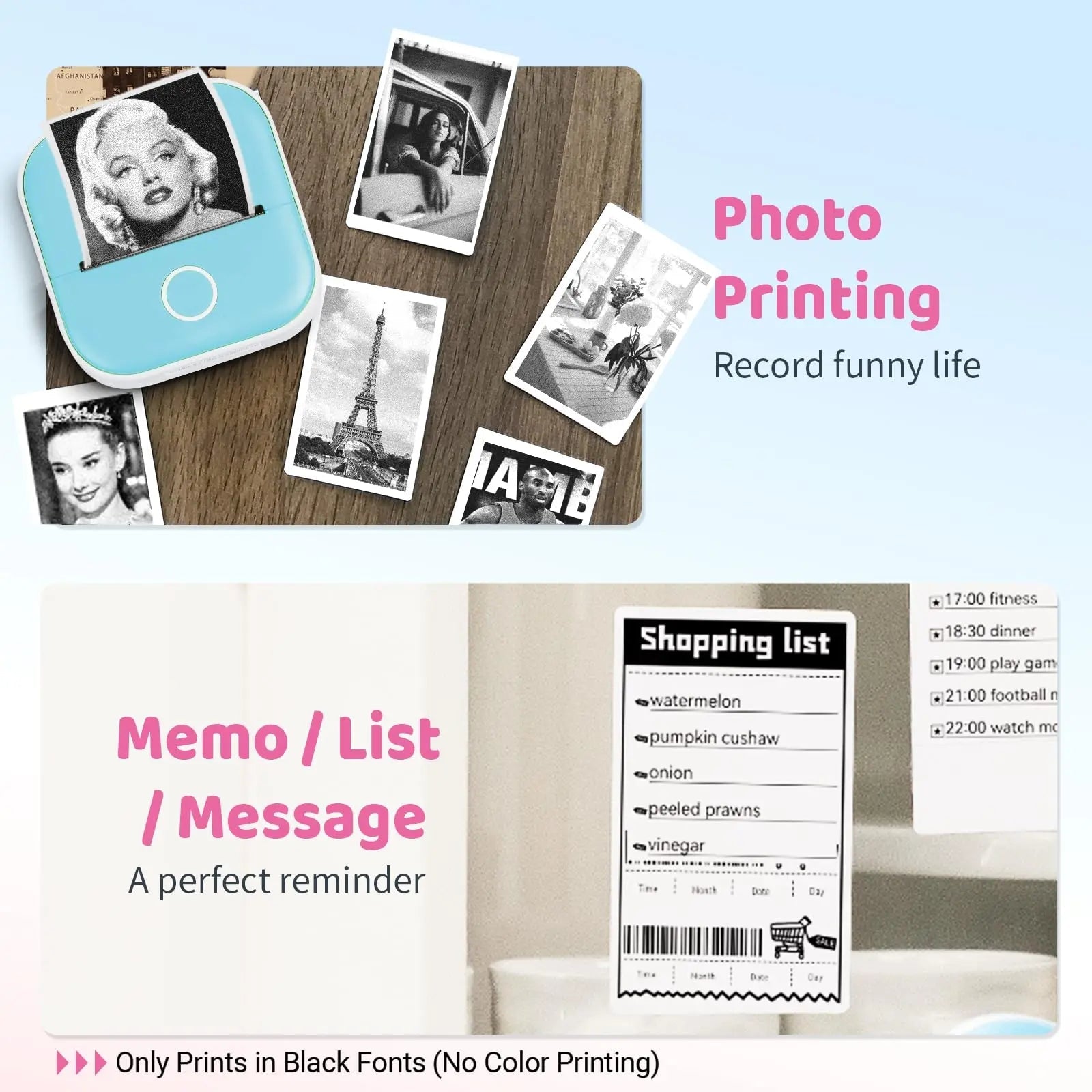 Ponek Print Pods Mini Printer - Sticker Printer Machine, T02 Mini Pocket Printers Portable Thermal Printer Inkless Sticker, Mini Printer with 3 Rolls Thermal Paper for Study Note,Journal, Memo - North State Signs & Printing