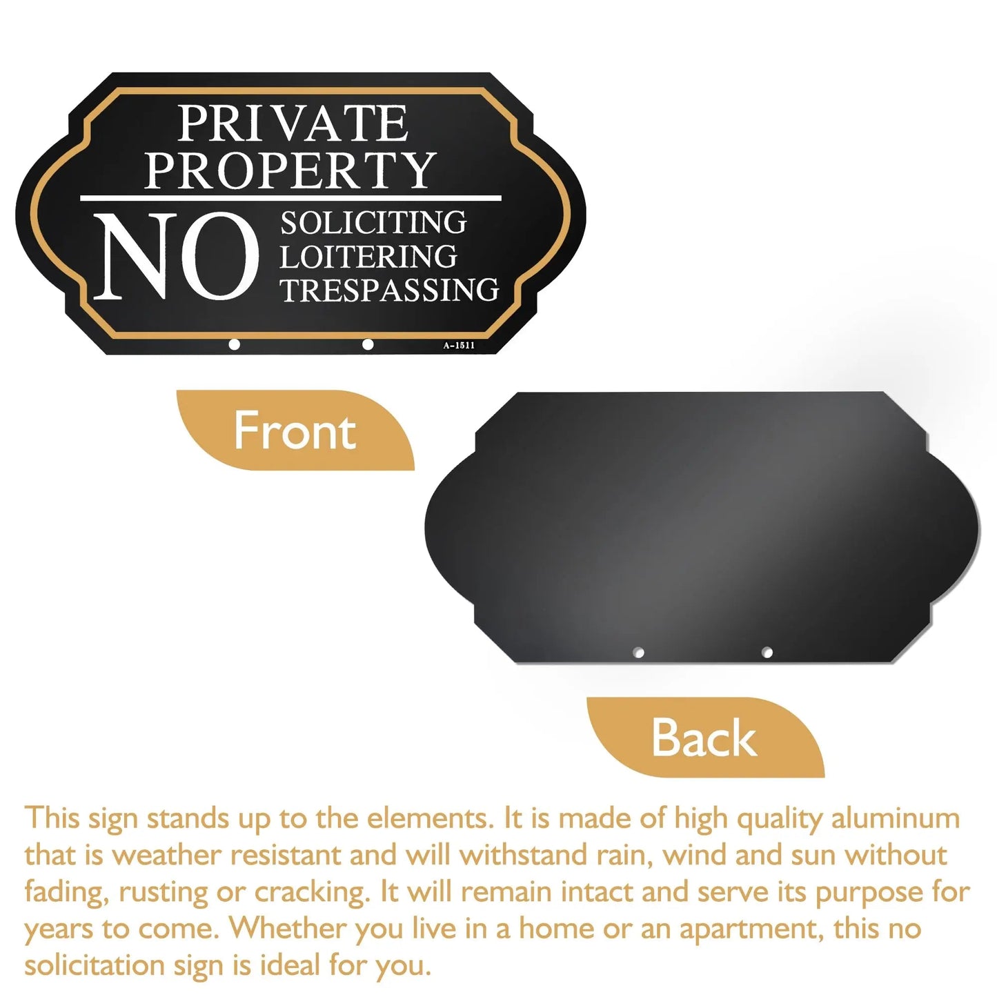 Private Property No Trespassing Sign with Stake, No Soliciting Sign for House 5x10 inch/35 inch High, for Front Door/Lawns/Gardens and Business - North State Signs & Printing