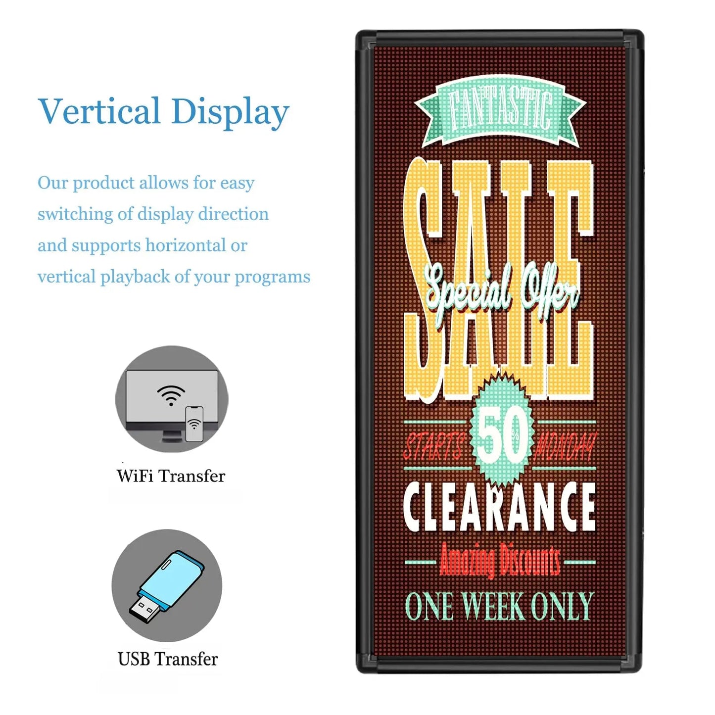 Programmable LED Sign 40" x 18" for Outdoor WiFi+USB LED Scrolling Message Board with High Resolution Support Texts, Images& Video with Waterproof IP45 - North State Signs & Printing