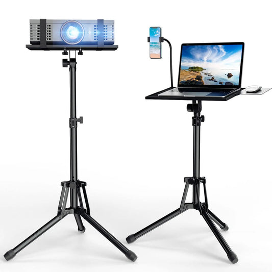 Projector Stand Laptop Tripod Stand, Portable Stand Adjustable Height 20 to 60 Inch, Projector Stand with Gooseneck Phone Holder ＆ Mouse Tray, Laptop Floor Stand for Podium, Home, Studio, DJ Racks - North State Signs & Printing
