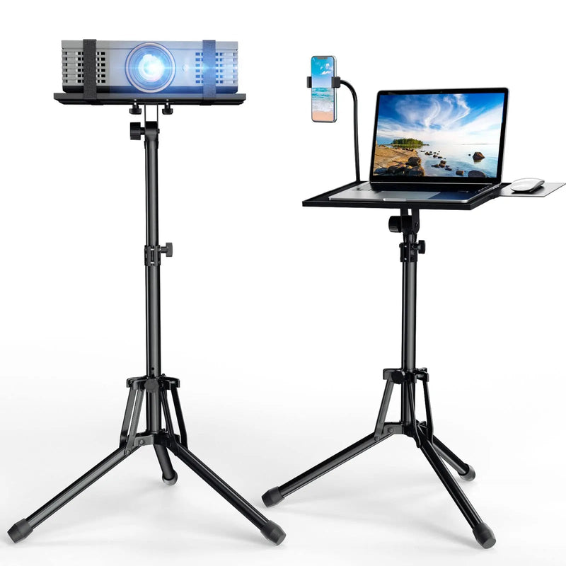 Projector Stand Laptop Tripod Stand, Portable Stand Adjustable Height 20 to 60 Inch, Projector Stand with Gooseneck Phone Holder ＆ Mouse Tray, Laptop Floor Stand for Podium, Home, Studio, DJ Racks - North State Signs & Printing