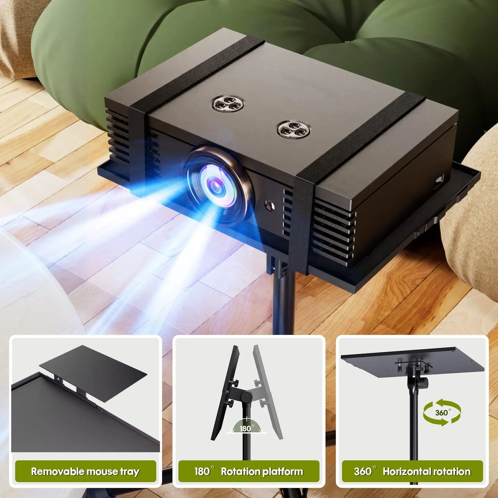 Projector Stand Laptop Tripod Stand, Portable Stand Adjustable Height 20 to 60 Inch, Projector Stand with Gooseneck Phone Holder ＆ Mouse Tray, Laptop Floor Stand for Podium, Home, Studio, DJ Racks - North State Signs & Printing