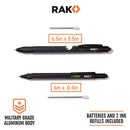 RAK Multitool Pen 2 - Pack - Multi - Tool Pens with LED Light, Flathead & Phillips Screwdrivers, Level, Ruler, Bottle Opener, and Stylus. Gift - Ready Box with Ink Refills & Batteries. Great for EDC. - North State Signs & Printing