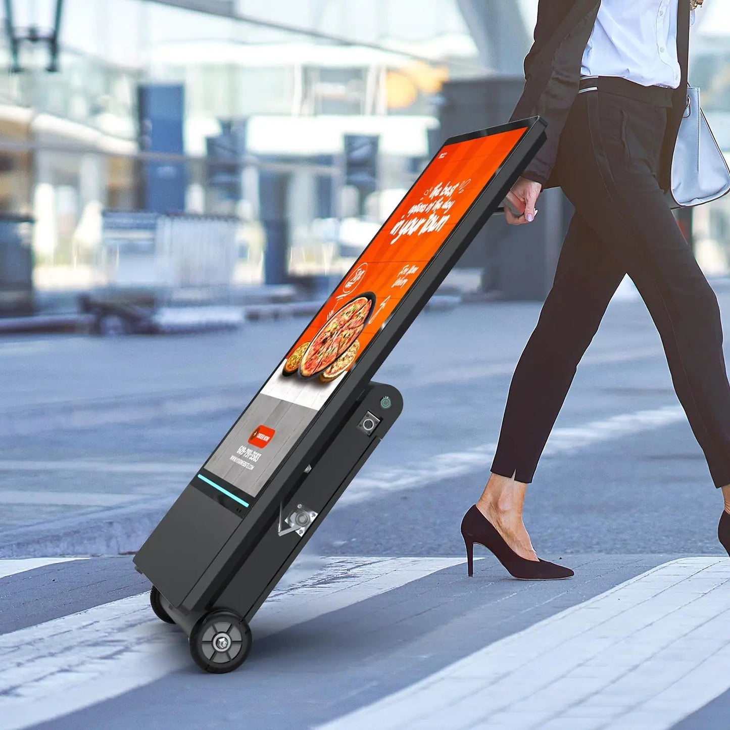 Rechargeable Portable Outdoor Digital Signage Displays, 4K UHD, IP55 Waterproof, SIOXCFZ 43 inch, Smart LCD Split Screen, Movable Kiosk, Brightness Auto - Adjustment, Android OS - North State Signs & Printing