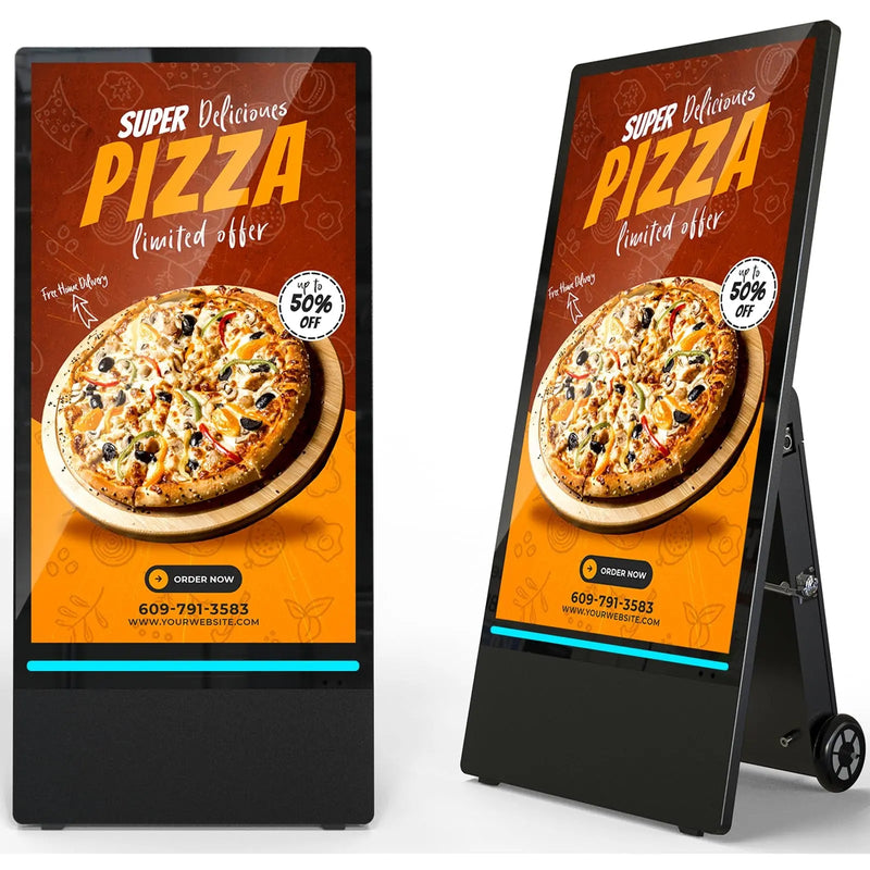 Rechargeable Portable Outdoor Digital Signage Displays, 4K UHD, IP55 Waterproof, SIOXCFZ 43 inch, Smart LCD Split Screen, Movable Kiosk, Brightness Auto - Adjustment, Android OS - North State Signs & Printing