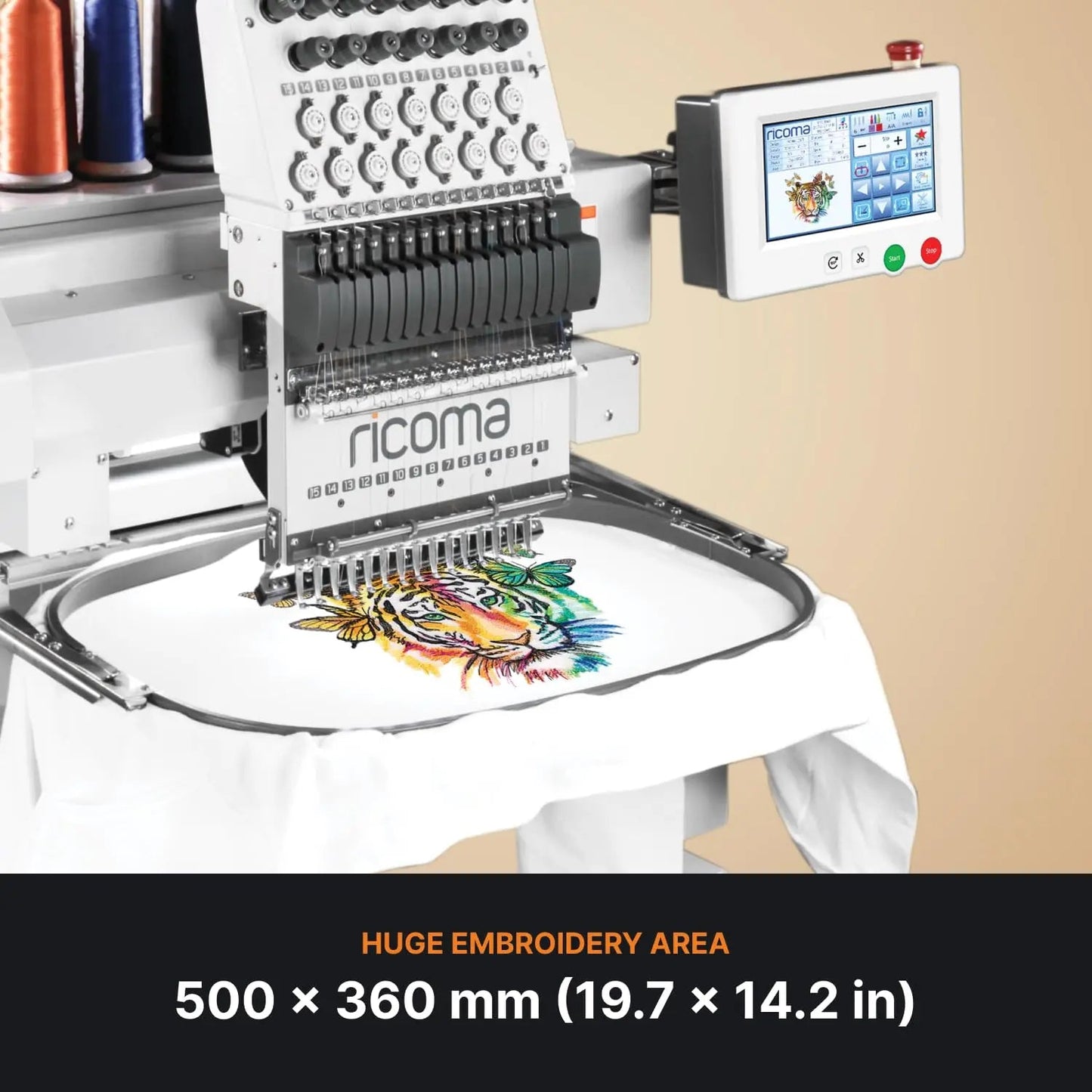 Ricoma MT - 1501 Multi Needle Commercial Embroidery Machine, 15 Needles, Single Head, For Caps, Bags, Apparel, and more! - North State Signs & Printing
