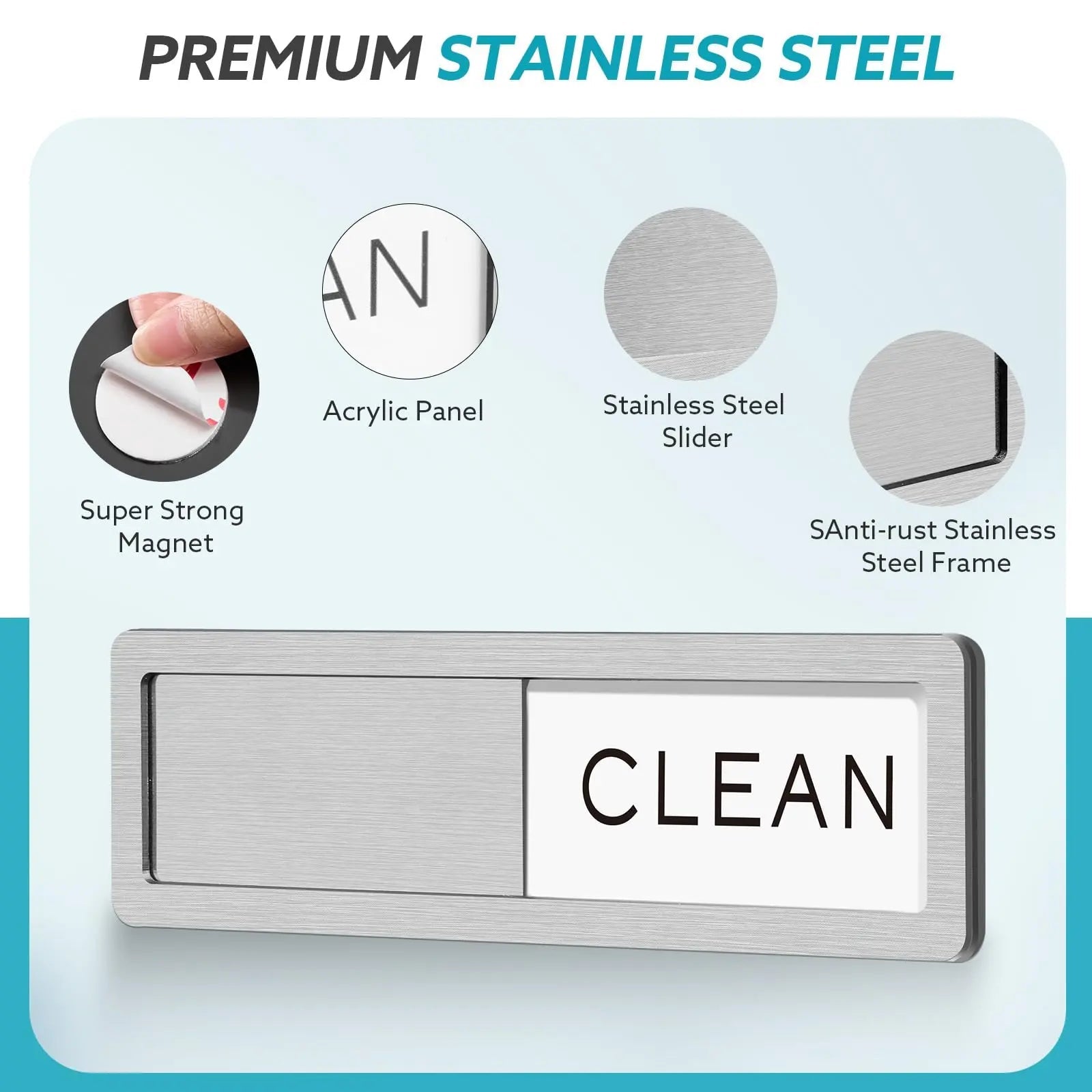 Rimaaiae Dishwasher Magnet Clean Dirty Sign, Strong Magnet Non - Scratch Clean Dirty Magnet for Dishwasher, Easy to Read & Slide - North State Signs & Printing