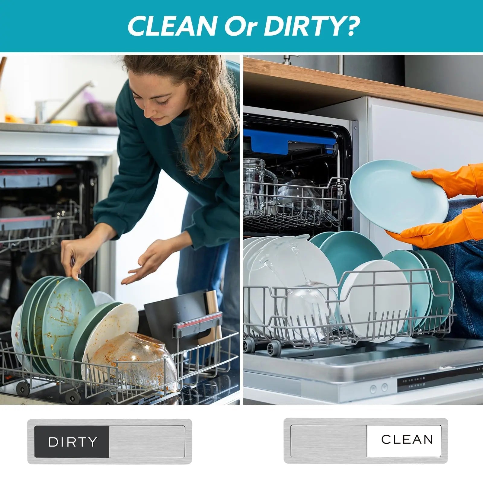 Rimaaiae Dishwasher Magnet Clean Dirty Sign, Strong Magnet Non - Scratch Clean Dirty Magnet for Dishwasher, Easy to Read & Slide - North State Signs & Printing
