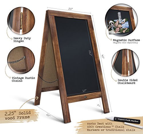 Rustic Magnetic A-Frame Chalkboard Sign/Extra Large 40’’ x 20’’ Free Standing Chalkboard Easel/Sturdy Sidewalk