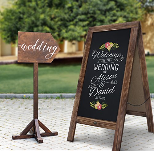 Rustic Magnetic A-Frame Chalkboard Sign/Extra Large 40’’ x 20’’ Free Standing Chalkboard Easel/Sturdy Sidewalk