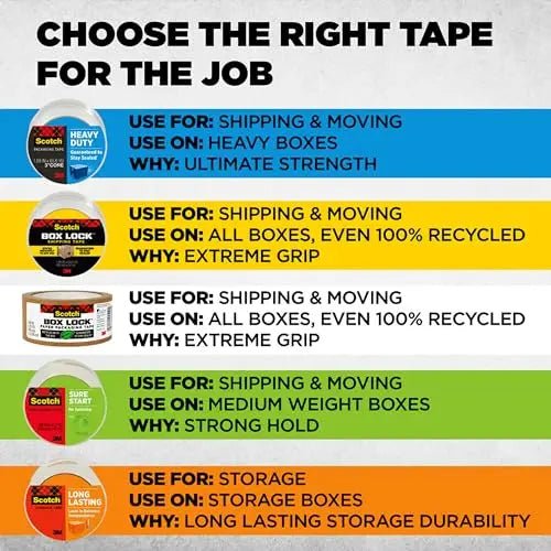 Scotch Heavy Duty Shipping Tape and Moving Packing Tape, Clear, Packing and Moving Supplies, 1.88 in. x 22.2 yd., 6 Tape Rolls with Dispensers - North State Signs & Printing