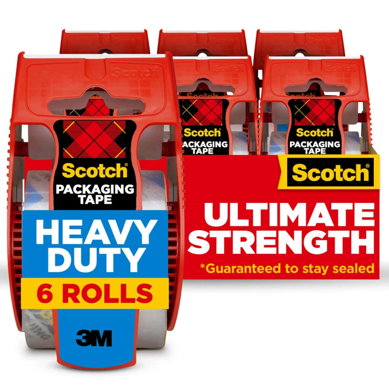 Scotch Heavy Duty Shipping Tape and Moving Packing Tape, Clear, Packing and Moving Supplies, 1.88 in. x 22.2 yd., 6 Tape Rolls with Dispensers - North State Signs & Printing