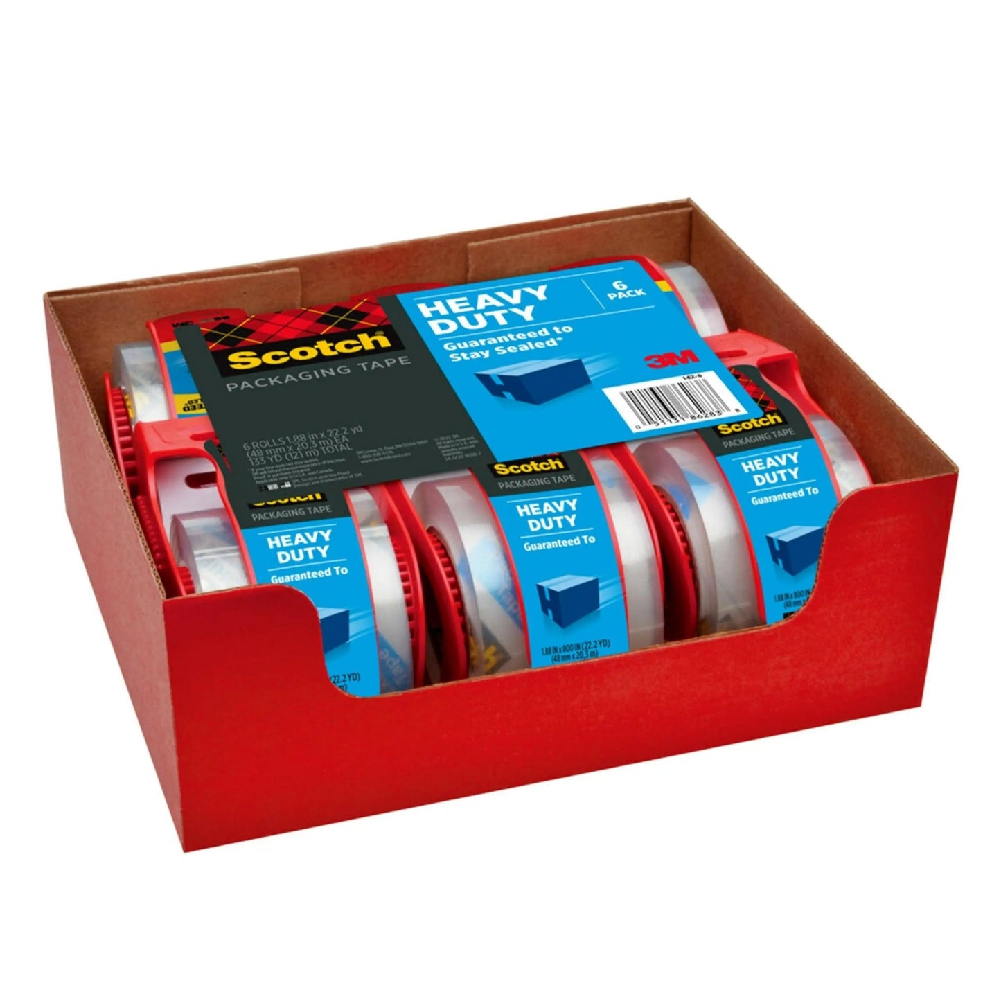 Scotch Heavy Duty Shipping Tape and Moving Packing Tape, Clear, Packing and Moving Supplies, 1.88 in. x 22.2 yd., 6 Tape Rolls with Dispensers - North State Signs & Printing