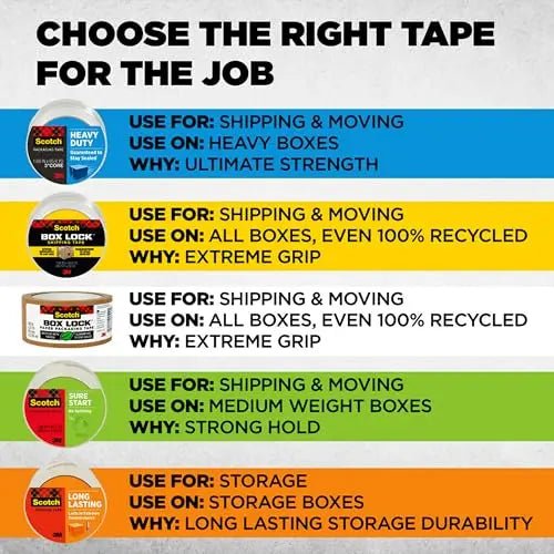 Scotch Heavy Duty Shipping Tape and Moving Packing Tape, Clear, Packing and Moving Supplies, 1.88 in. x 27.7 yd., 1 Tape Roll with Dispenser - North State Signs & Printing