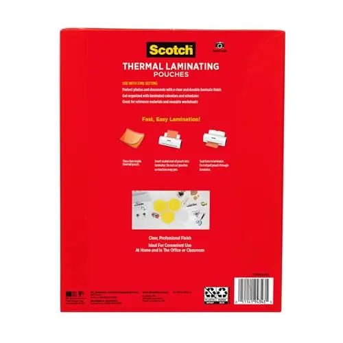 Scotch Thermal Laminating Pouches, For Use With Thermal Laminators, 8.9 x 11.4 Inches, Letter Size Sheets, 100 Count (Pack of 1) - North State Signs & Printing