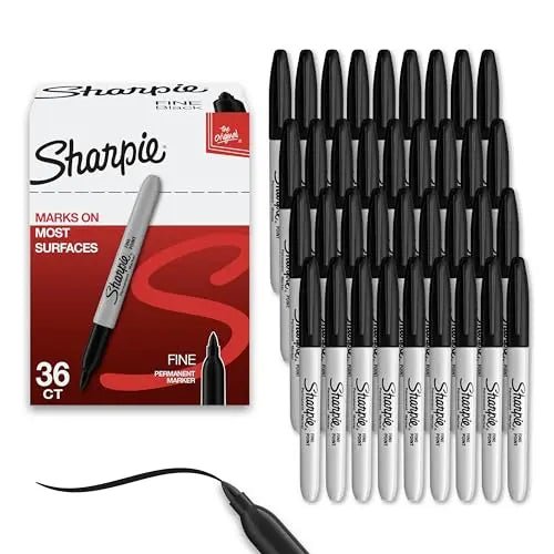 Sharpie Permanent Markers Bulk Set, Fine Tip Markers Set, Markers For Plastic, Metal, Wood, And More, Black, 36 Count - North State Signs & Printing