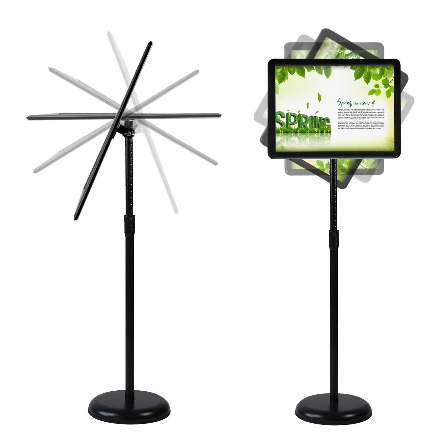 Sign Stand Holder Adjustable Sign Holder Standing Floor Poster Stand for 8.5x11 inches,HUAZI Both Vertical & Horizontal View Displayed,Snap - Open Frame with Round Safety Corner for School Church Business Show,Black - North State Signs & Printing