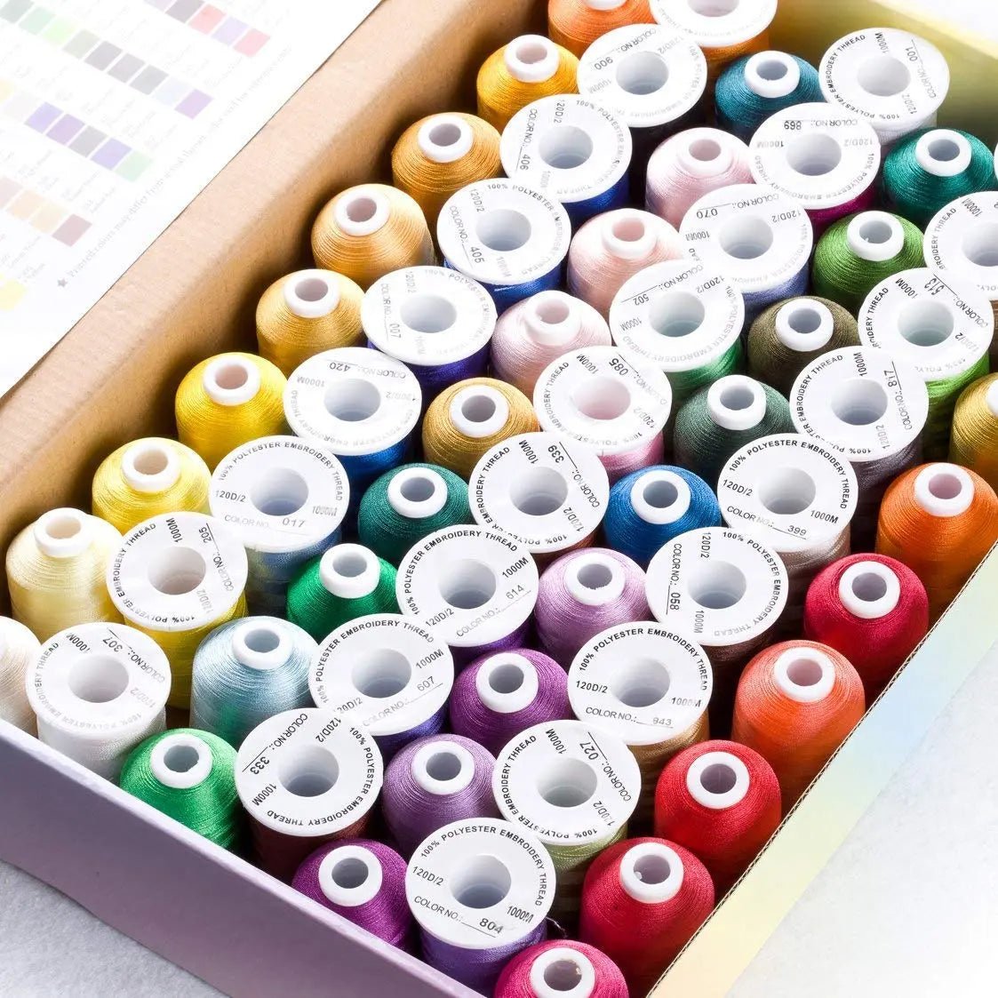 Simthread 63 Brother Colors Polyester Embroidery Machine Thread Kit 40 Weight for Brother Babylock Janome Singer Pfaff Husqvarna Bernina Embroidery and Sewing Machines 550Y - North State Signs & Printing