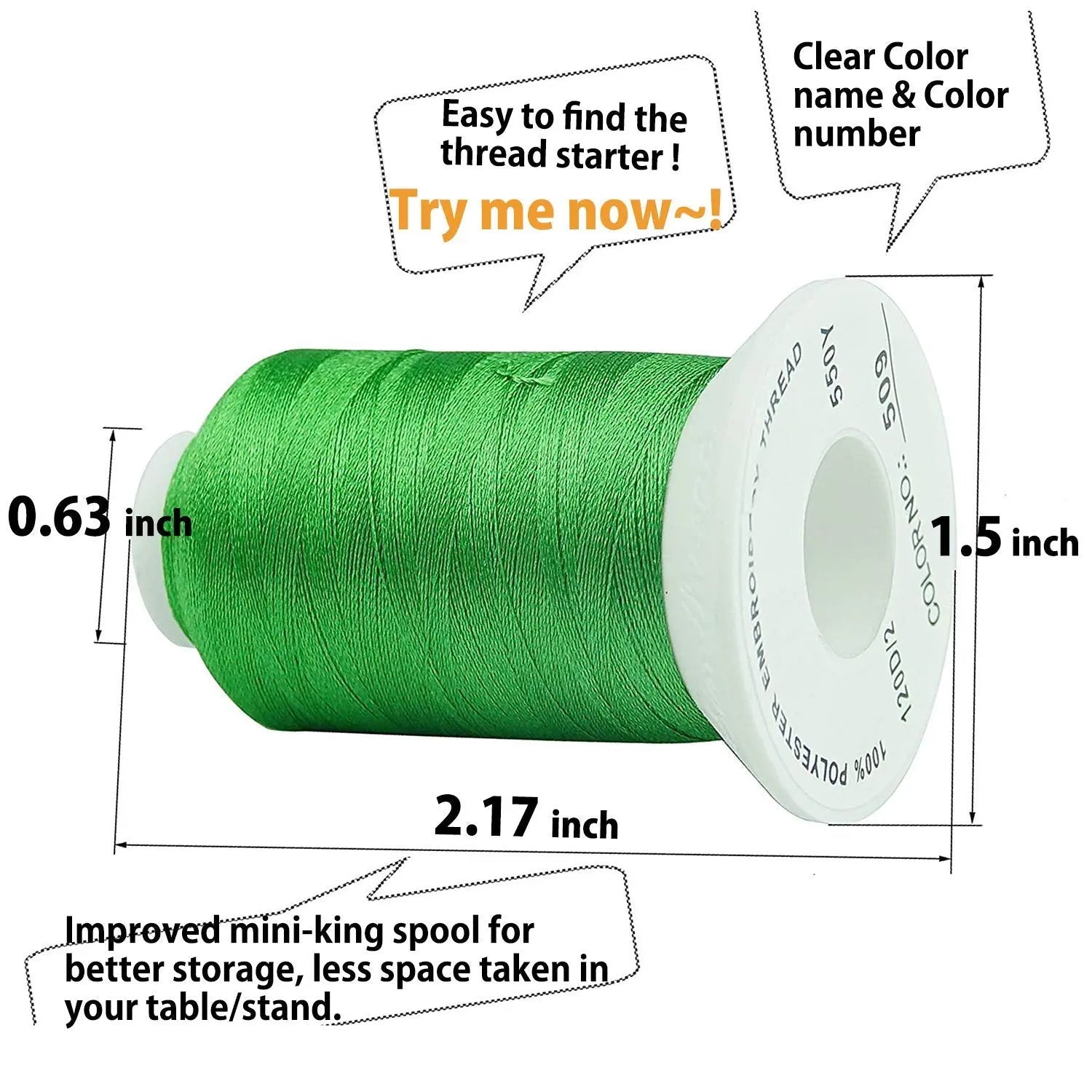 Simthread 63 Brother Colors Polyester Embroidery Machine Thread Kit 40 Weight for Brother Babylock Janome Singer Pfaff Husqvarna Bernina Embroidery and Sewing Machines 550Y - North State Signs & Printing