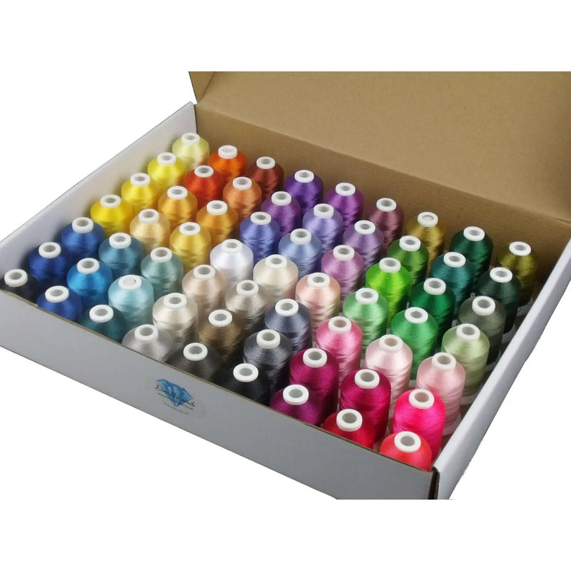 Simthread 63 Brother Colors Polyester Embroidery Machine Thread Kit 40 Weight for Brother Babylock Janome Singer Pfaff Husqvarna Bernina Embroidery and Sewing Machines 550Y - North State Signs & Printing