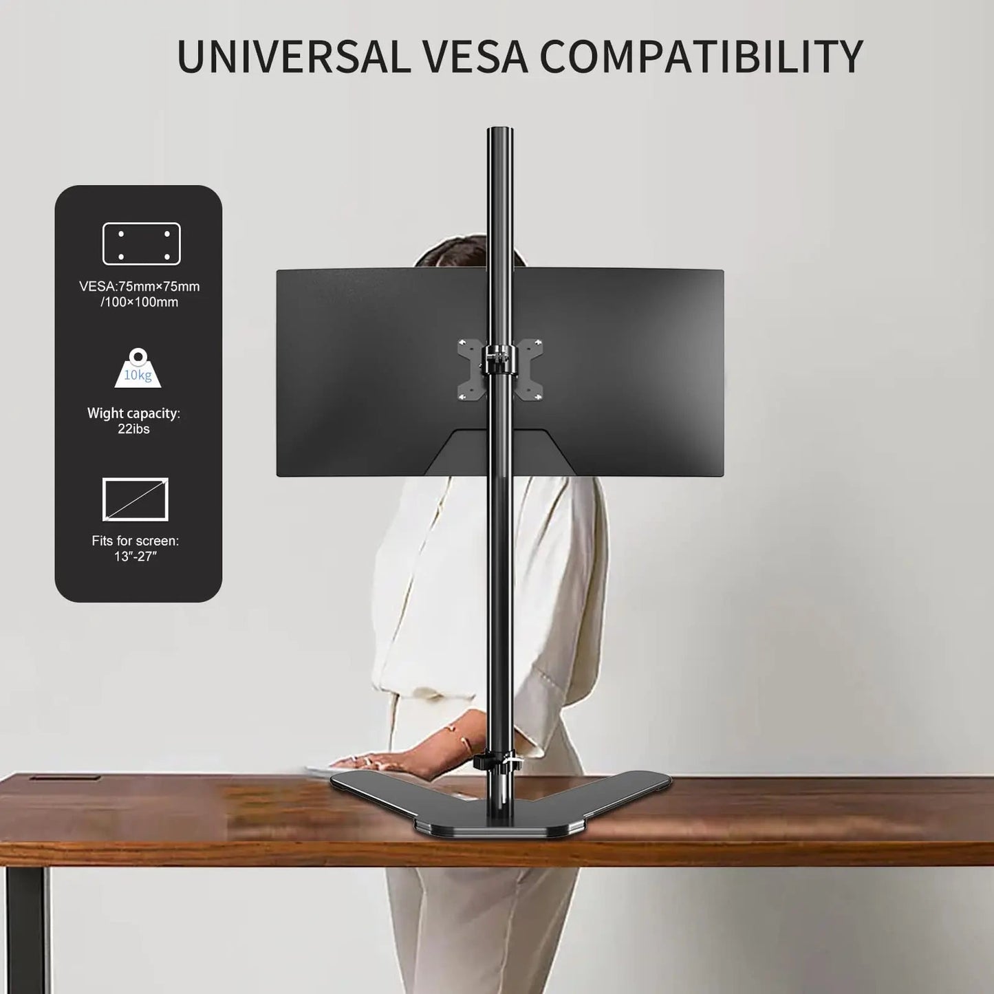 Single Monitor Mount, Extra Long Monitor Stand, 47 inch Pole Black Stand, Monitor Desk Mount, Single Desk Mount Stand, Computer Screen Mount, VESA Computer Desk Mount, Single Monitor Arm Stand - North State Signs & Printing