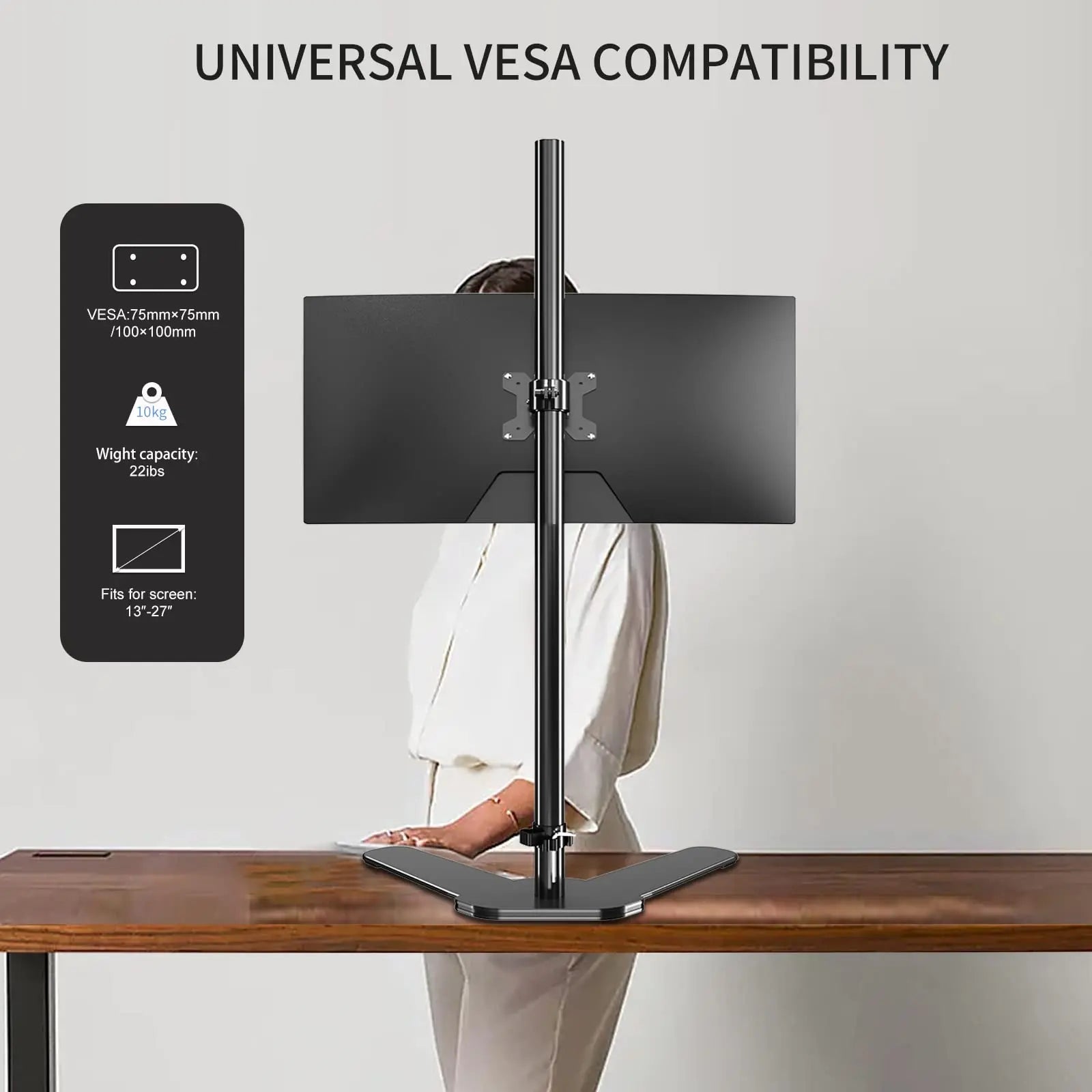 Single Monitor Mount, Extra Long Monitor Stand, 47 inch Pole Black Stand, Monitor Desk Mount, Single Desk Mount Stand, Computer Screen Mount, VESA Computer Desk Mount, Single Monitor Arm Stand - North State Signs & Printing