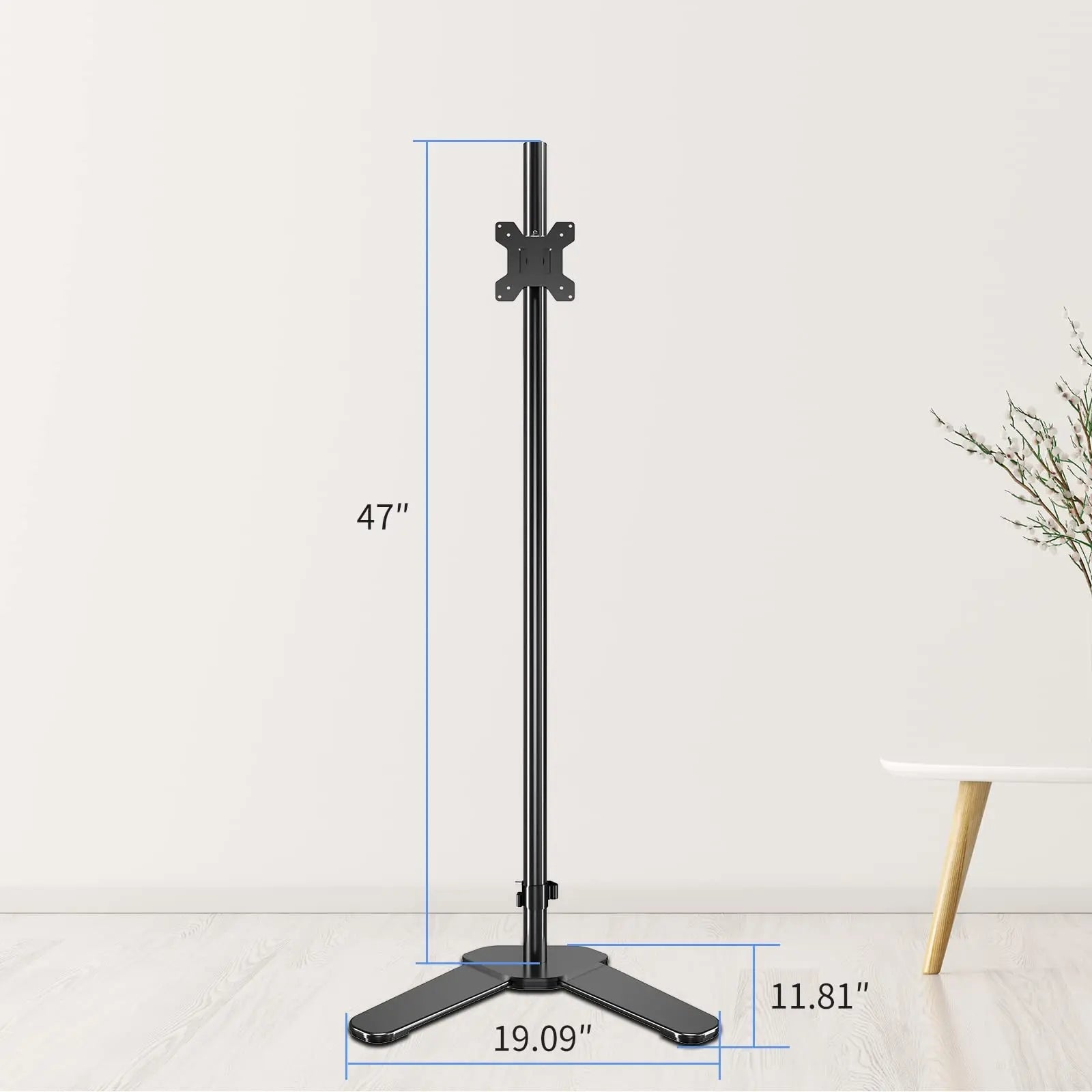 Single Monitor Mount, Extra Long Monitor Stand, 47 inch Pole Black Stand, Monitor Desk Mount, Single Desk Mount Stand, Computer Screen Mount, VESA Computer Desk Mount, Single Monitor Arm Stand - North State Signs & Printing
