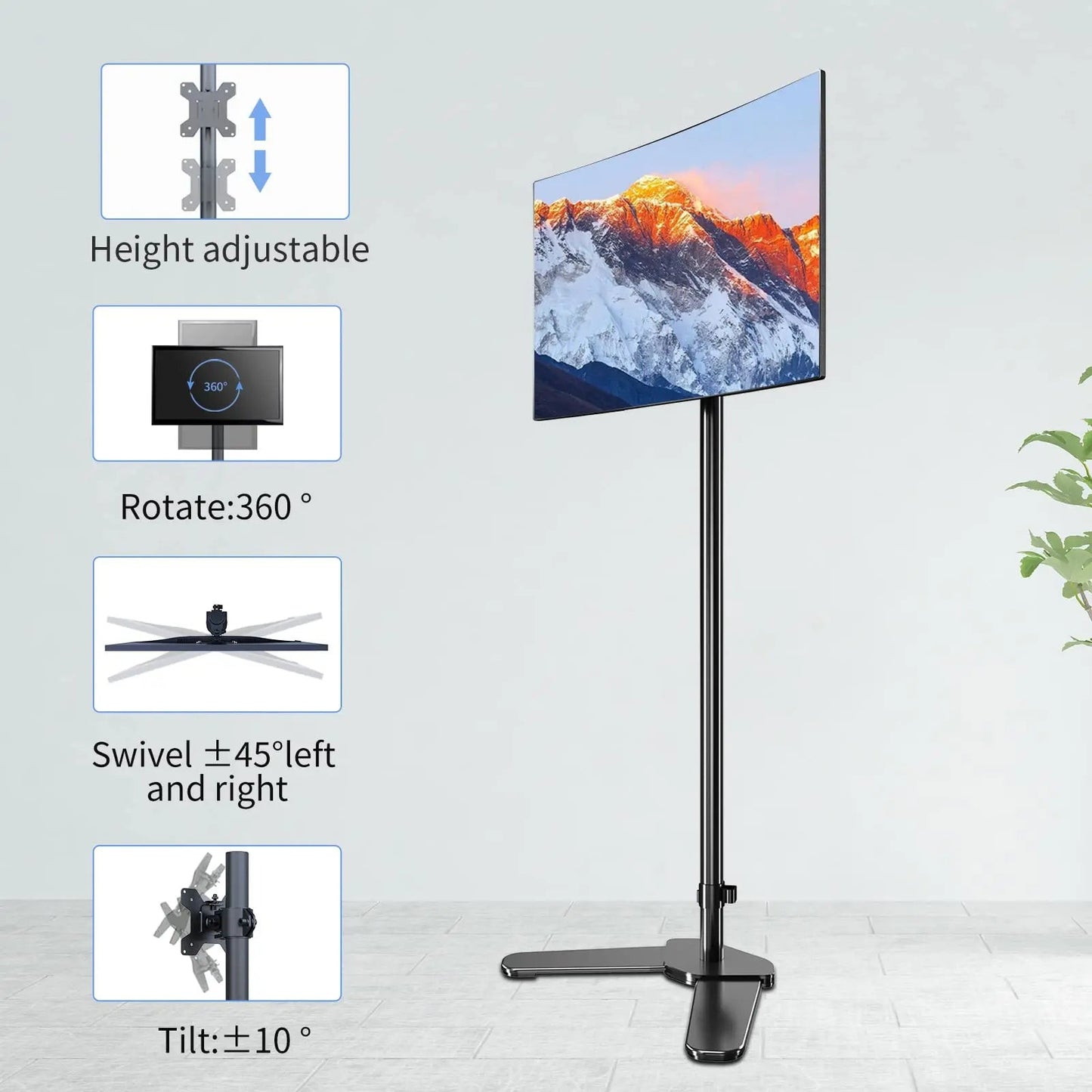 Single Monitor Mount, Extra Long Monitor Stand, 47 inch Pole Black Stand, Monitor Desk Mount, Single Desk Mount Stand, Computer Screen Mount, VESA Computer Desk Mount, Single Monitor Arm Stand - North State Signs & Printing