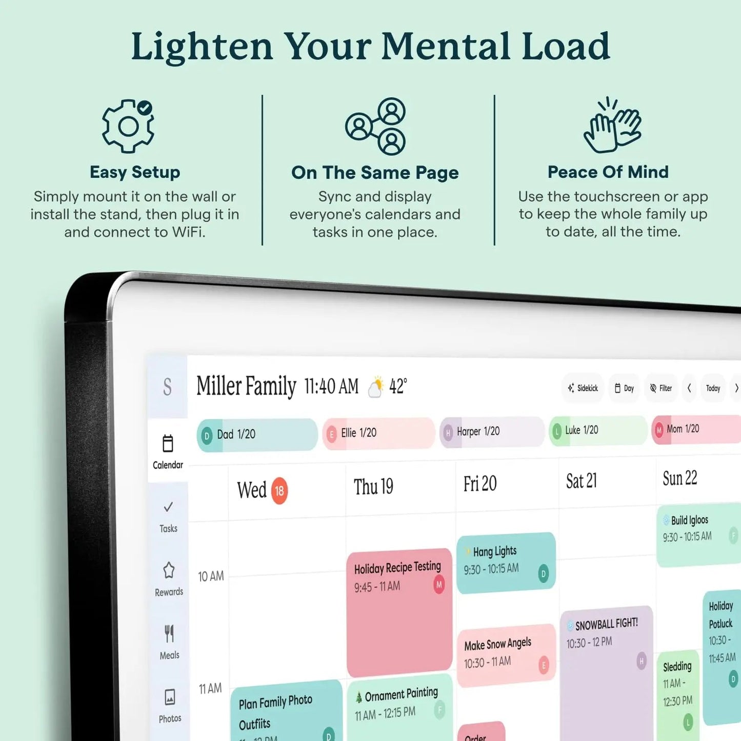 Skylight Calendar Max: 27 - Inch Smart Digital Calendar & Chore Chart, Family Organizer with Interactive Touchscreen Display – Wall Mountable in Portrait or Landscape, Charcoal Shadowbox Frame - North State Signs & Printing