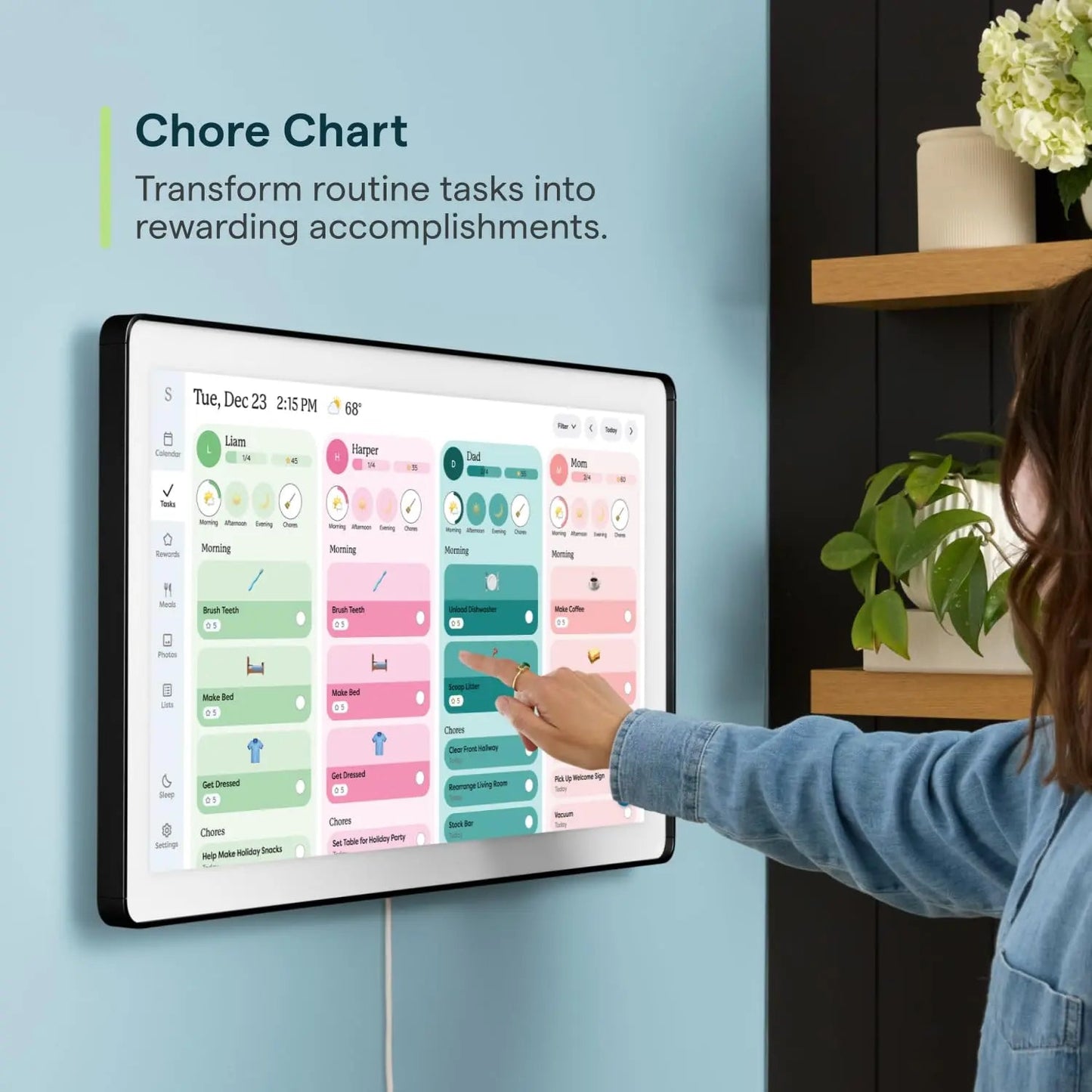 Skylight Calendar Max: 27 - Inch Smart Digital Calendar & Chore Chart, Family Organizer with Interactive Touchscreen Display – Wall Mountable in Portrait or Landscape, Charcoal Shadowbox Frame - North State Signs & Printing