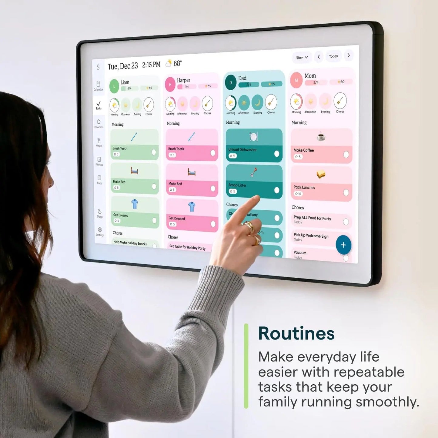 Skylight Calendar Max: 27 - Inch Smart Digital Calendar & Chore Chart, Family Organizer with Interactive Touchscreen Display – Wall Mountable in Portrait or Landscape, Charcoal Shadowbox Frame - North State Signs & Printing