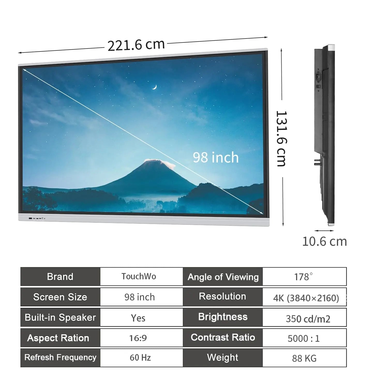 Smart Board, 98 inch, 4K Interactive Presentation Electronic Whiteboard with Dual System - North State Signs & Printing