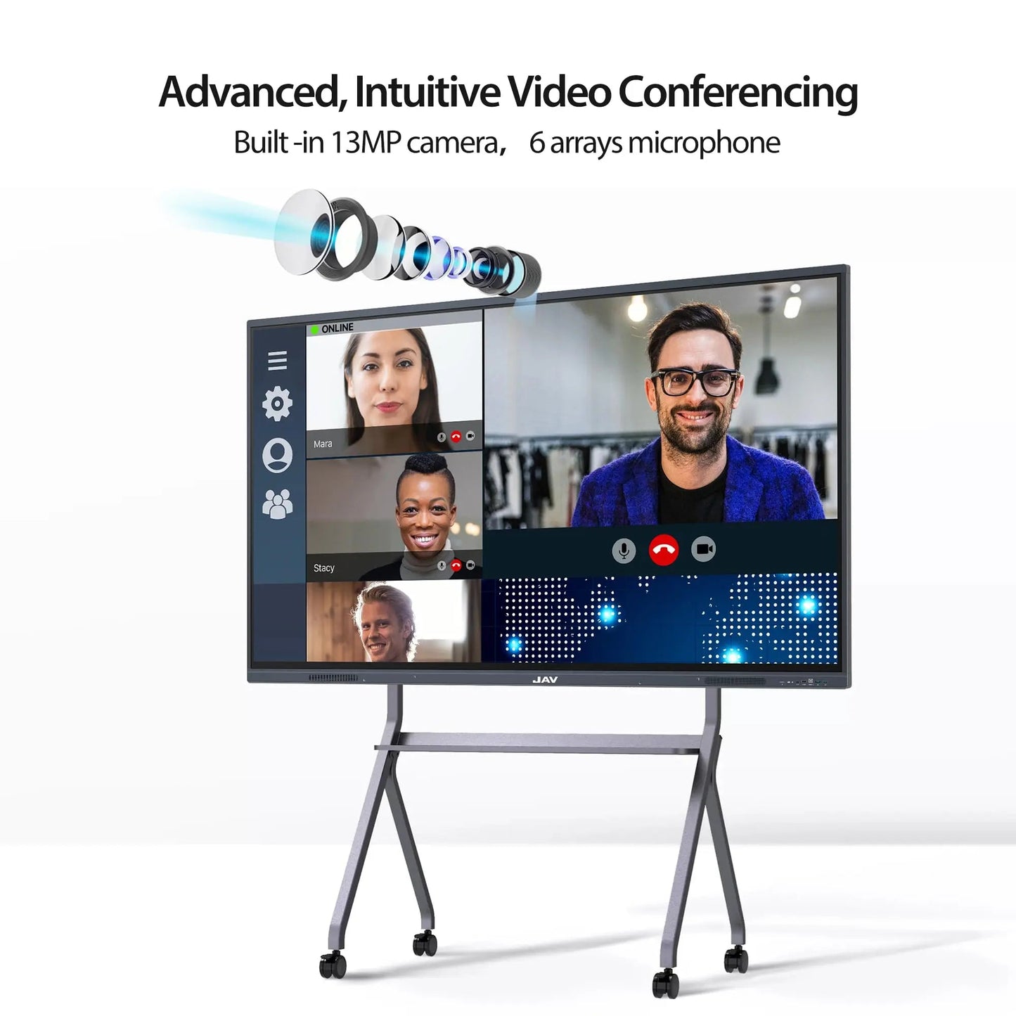 Smart Board 98" Interactive Whiteboard 4K Touchscreen JAV , Digital Presentation Electronic Smart Whiteboard Built - in Camera for Classroom Home Office Studio (Wall Mount Included) - North State Signs & Printing