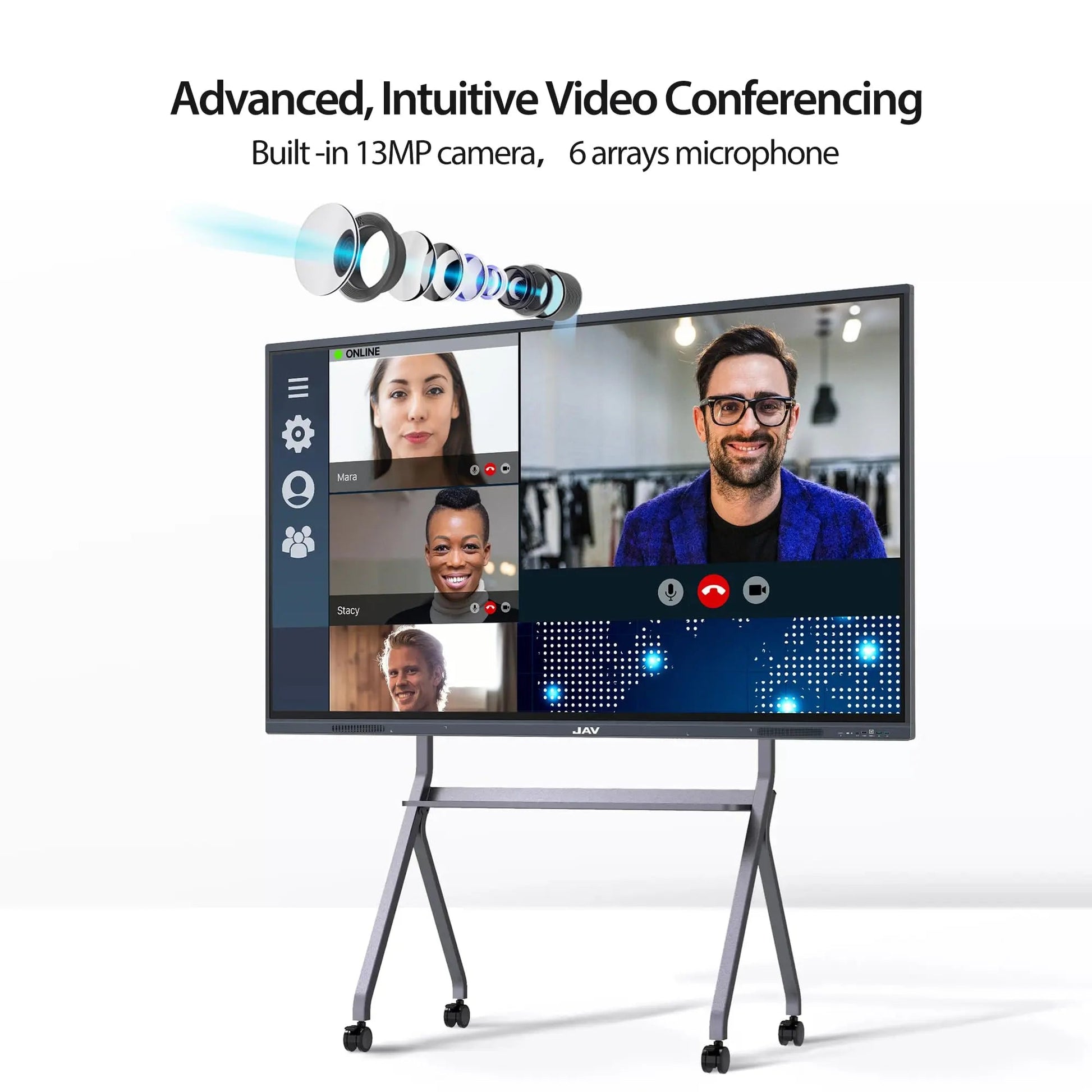 Smart Board 98" Interactive Whiteboard 4K Touchscreen JAV , Digital Presentation Electronic Smart Whiteboard Built - in Camera for Classroom Home Office Studio (Wall Mount Included) - North State Signs & Printing